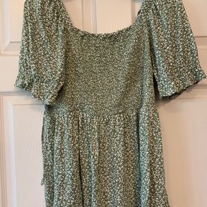 Green floral babydoll top